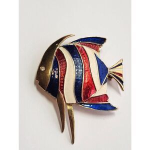 Vintage Signed Boucher Enamel Angel Fish Pin